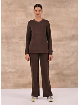 Lakshita - Brown Solid Round Neck Track Suit (Set of 2)