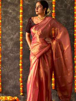 Sundarii - Gulabo Tissue Saree without Blouse