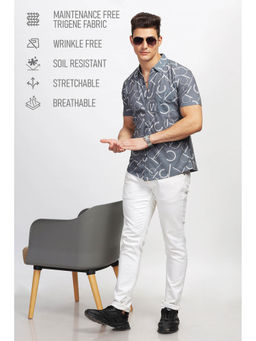 BULLMER - Men Grey Trendy Regular Fit Printed Casual Shirt