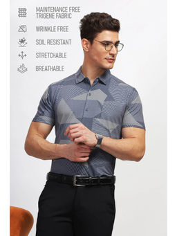 BULLMER - Men Blue Trendy Regular Fit Printed Casual Shirt