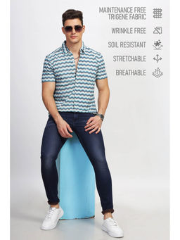 BULLMER - Men Blue Trendy Regular Fit Printed Casual Shirt