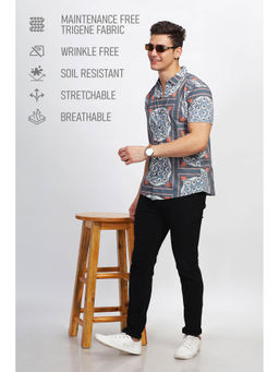 BULLMER - Men Grey Trendy Regular Fit Printed Casual Shirt