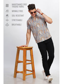 BULLMER - Men Purple Trendy Regular Fit Printed Casual Shirt