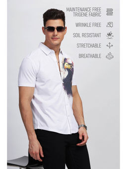 BULLMER - Men White Trendy Regular Fit Printed Casual Shirt