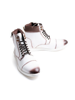 Monkstory - Men Ombre White High Top Boots
