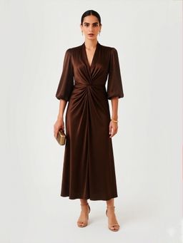 Backup Studio - Cocoa Brown Twist Evening Dress