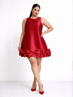 Backup Studio - Red Satin Mini Dress with Bows