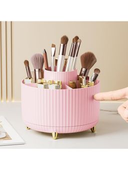 House of Quirk - Makeup Brush Holder Organizer, 360degree Rotating Desktop Organizer (Pink)