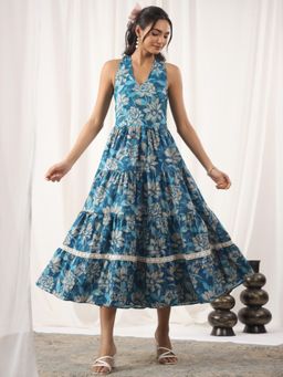 Gahan - Turquoise Printed Cotton Dress