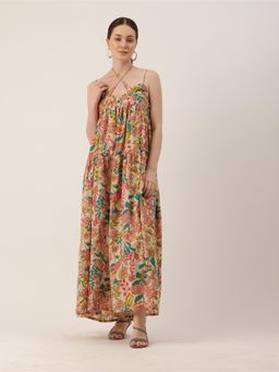 Gahan - Cream Criss Cross Strappy Cotton Dress