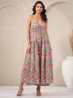 Gahan - Ice-Blue Beach Printed Cotton Dress