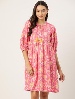 Gahan - Pink Floral Printed Cotton Dress