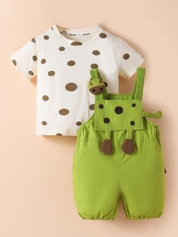 Hopscotch - 2-Piece Dotty Bear T-Shirt with Overall Set