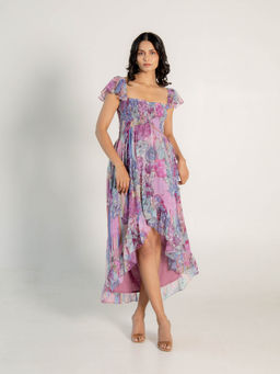 AROOP SHOP INDIA - Purple Floral Lana Midi Dress