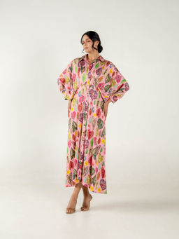 AROOP SHOP INDIA - Pink Riva Floral Midi Dress