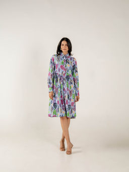 AROOP SHOP INDIA - Blue Floral Knee Length Dress