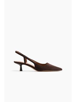 H&M - Women Brown Kitten-Heeled Slingbacks