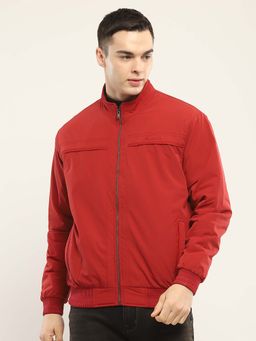 Monte Carlo - Mens Solid Red High Neck Full Sleeve Jacket