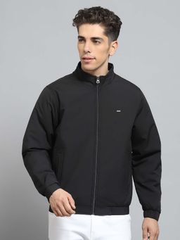 Monte Carlo - Mens Solid Black High Neck Full Sleeve Jacket
