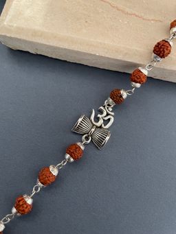 Digital Dress Room - Om & Damru Rudraksha Brown Bracelet Rakhi