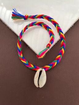 Digital Dress Room - Fancy Sea-Shell Colorful Multi-Color Thread Rakhi