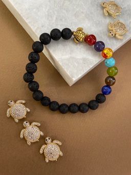Digital Dress Room - Tortoise Charm Lava Semi-Precious Multi-Color Beads Rakhi