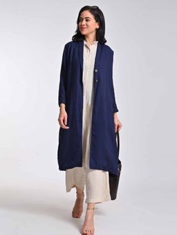 Saltpetre - Navy Blue Navy Overlay with Long Shirt and Pant (Set of 3)