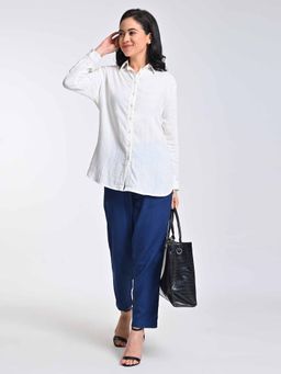 Saltpetre - White Solid Shirt with Pant (Set of 2)