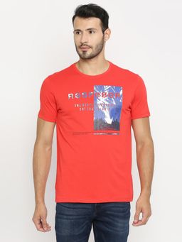 Spykar - Coral Cotton Half Sleeve Printed Casual T-Shirt for Men