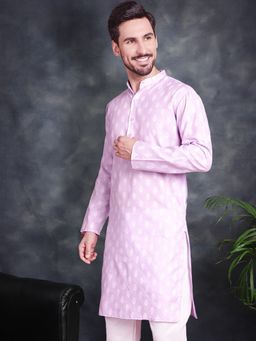 Jompers - Men Lavender and White Printed Kurta
