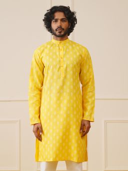 Jompers - Men Yellow Lemon and White Printed Kurta