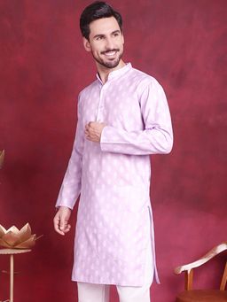 Jompers - Men Lavender and White Printed Kurta