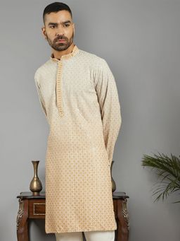 Jompers - Men Mustard Sequins Embroidered Kurta
