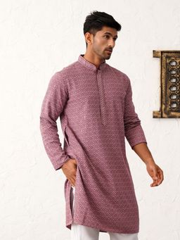 Jompers - Men Magenta Embroidered & Sequin Kurta