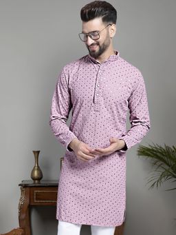 Jompers - Men Lavender Chikankari Embroidered & Sequin Kurta