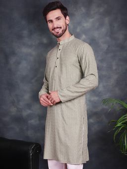 Jompers - Men Green Sequins Chikankari Kurta