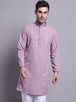 Jompers - Men Purple Chikankari Embroidered & Sequin Kurta