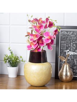 Voncasa - Flower Holder Yellow Pot Vase Iron