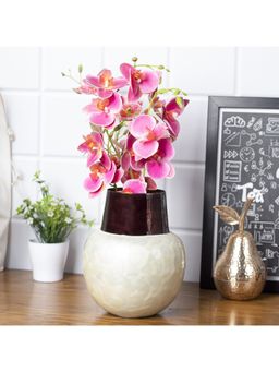 Voncasa - Flower Holder Off white Pot Vase Iron