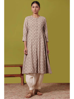Folksong - Women Beige Printed Kurta