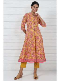Aurelia - Women Yellow Floral Anarkali Kurta