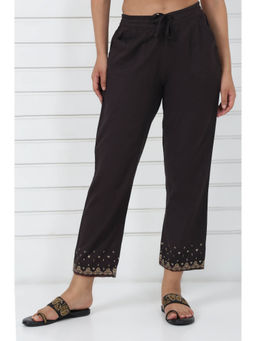 Folksong - Women Brown Embroidered Pant