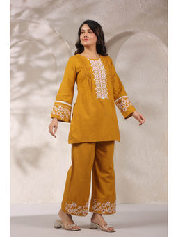 Autumnlane - Women Yellow Embroidered Co-Ord Set