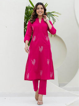 Autumnlane - Women Pink Embroidered Kurta with Pant