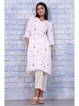 W - Floral White Kurta For Women