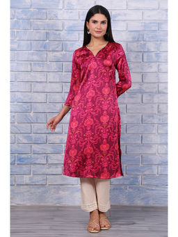 W - Floral Wine Kurta For Women