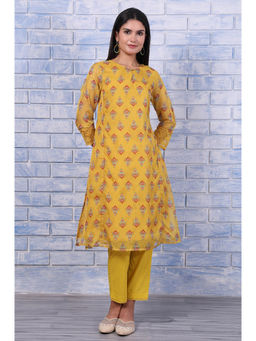 W - Yellow Floral Kurta For Women