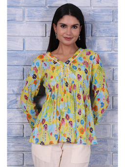 W - Green Floral Top For Women