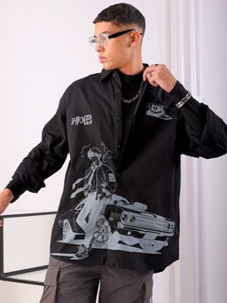 The Indian Garage Co - Men Oversized Anime Print Full Sleeves Cutaway Collar Shirt