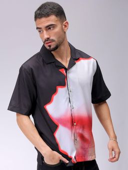 The Indian Garage Co - Men Oversized Graphic Print Half Sleeves Cuban Collar Shirt